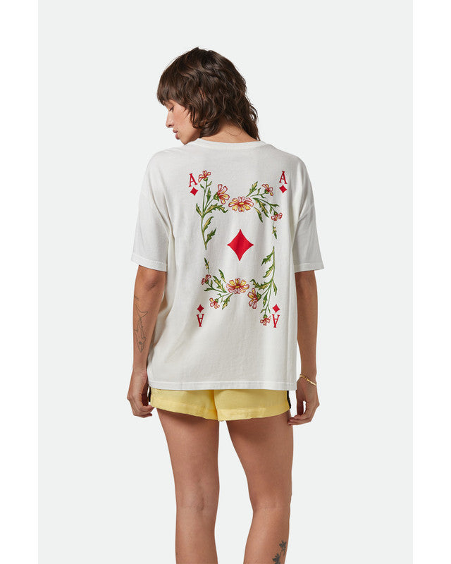 womens brixton oversized graphic t-shirt off white