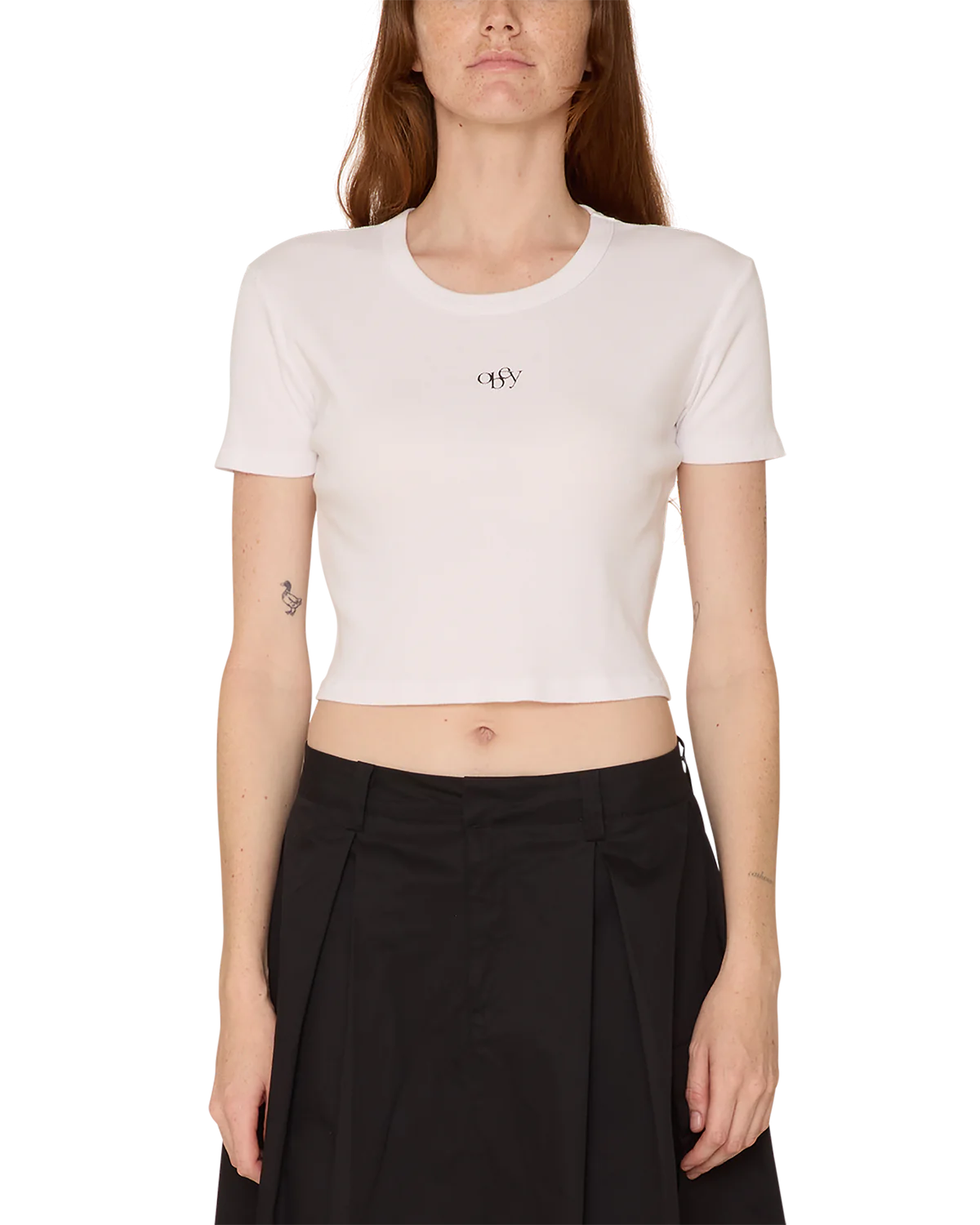 Womens OBEY Jumpy Cropped T-Shirt in WHITE