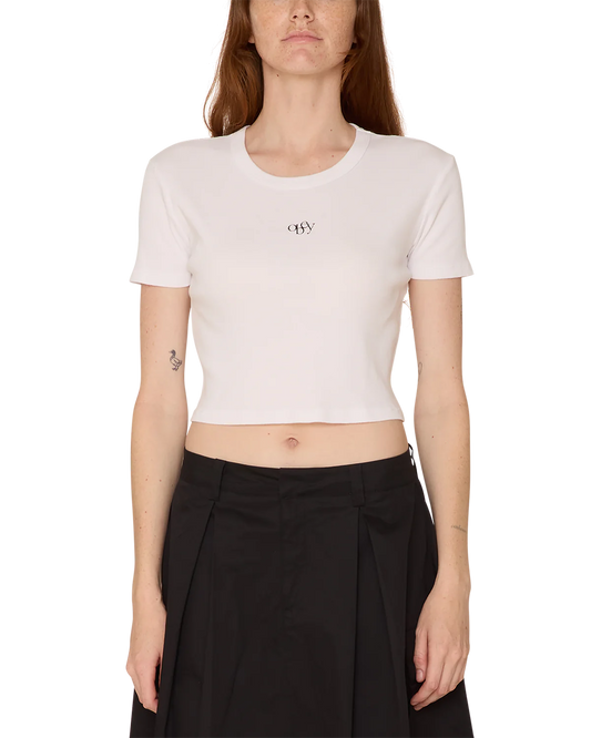 Womens OBEY Jumpy Cropped T-Shirt in WHITE