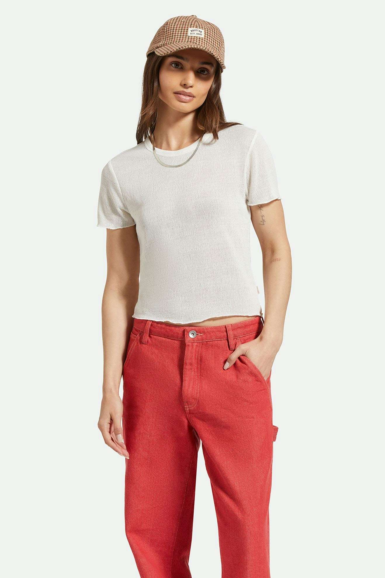 Womens BRIXTON Sheer Knit Top in CREAM