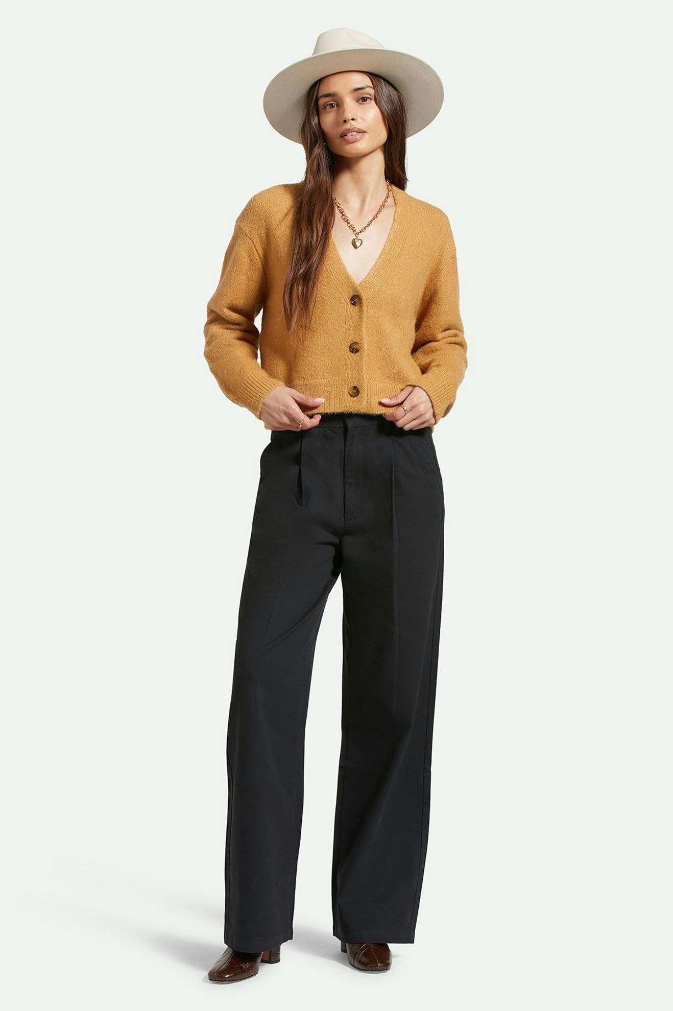 Womens BRIXTON Town Cardigan in TAN