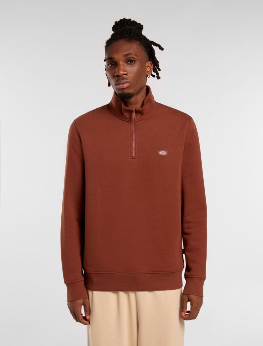 DICKIES Oakport Quarter Zip Sweatshirt in CAPPUCCINO