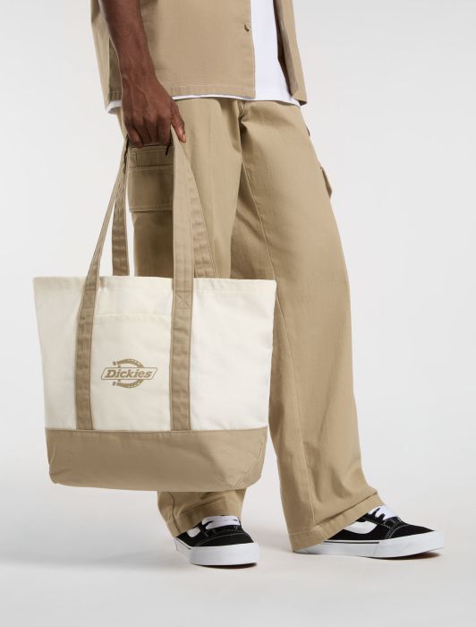DICKIES Logo Canvas Tote Bag in BEIGE