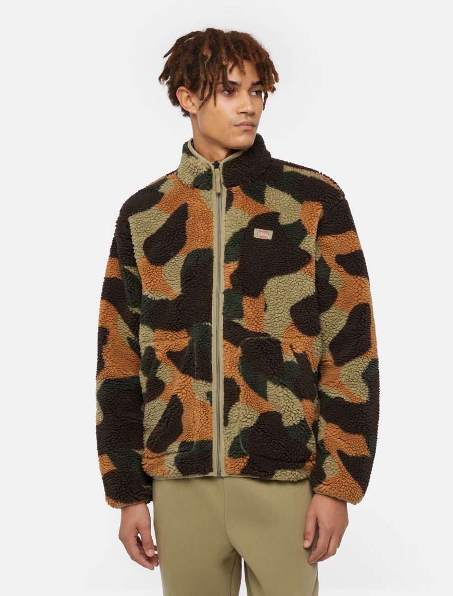 DICKIES Mount Hope Full Zip Fleece in GREEN CAMO