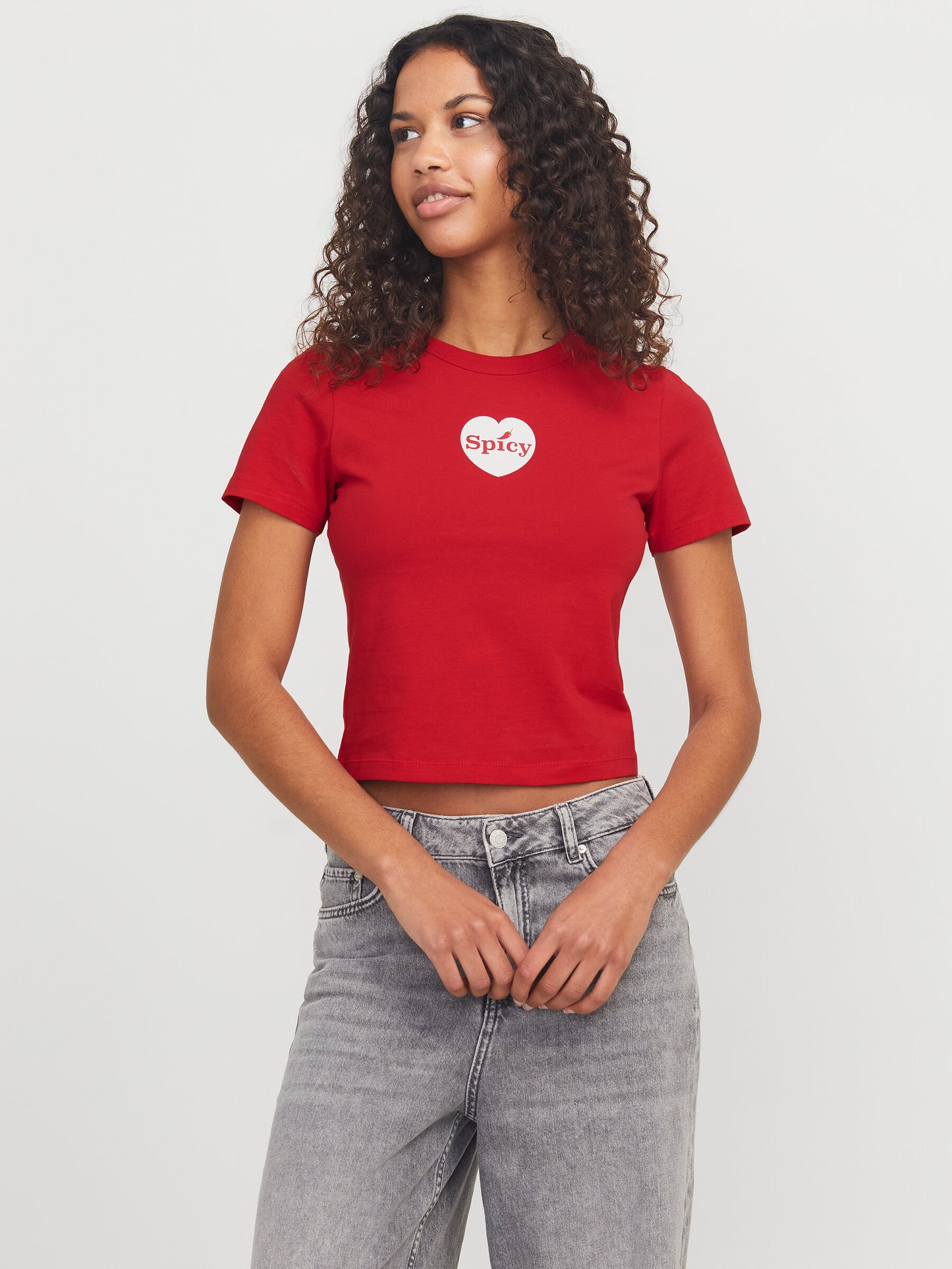 Womens JJXX Gigi Spicy Baby T-Shirt in RED