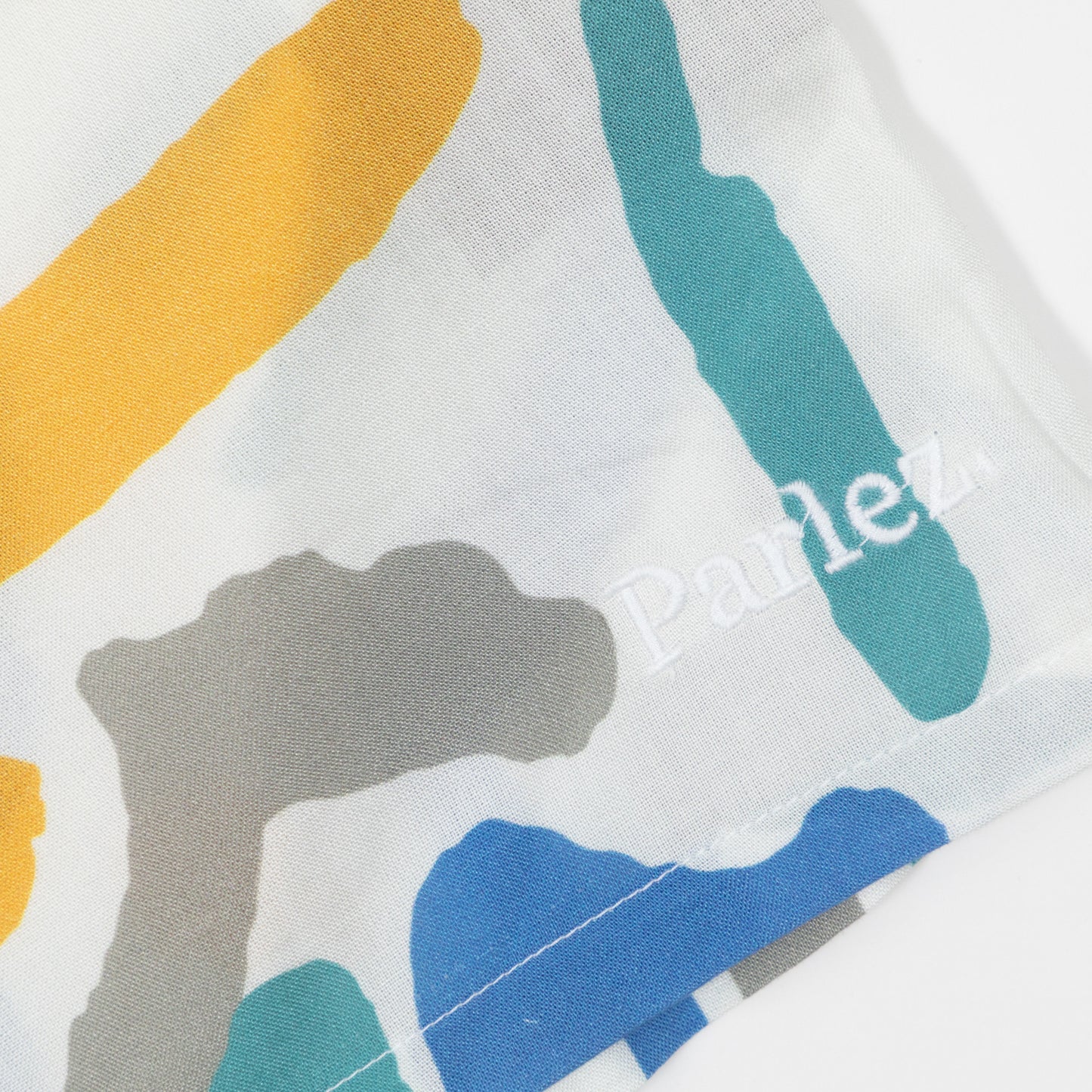 parlez short sleeve shirt yellow blue pattern branding