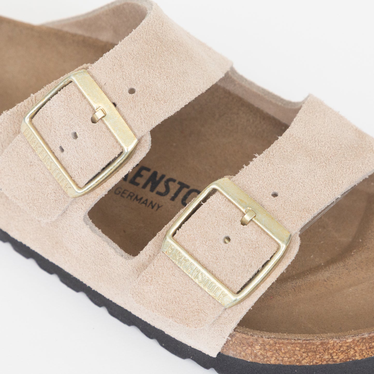 Womens BIRKENSTOCK Arizona Suede Sandals in SANDCASTLE