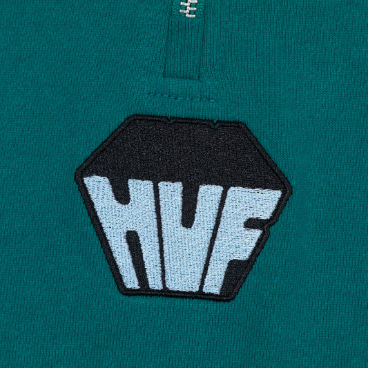 HUF Big Block Quarter Zip Terry Sweatshirt in GREEN