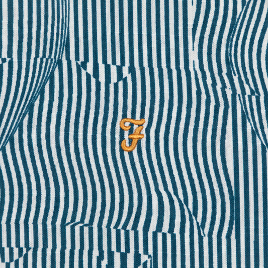 FARAH Blige Stripe Shirt in GREEN & WHITE