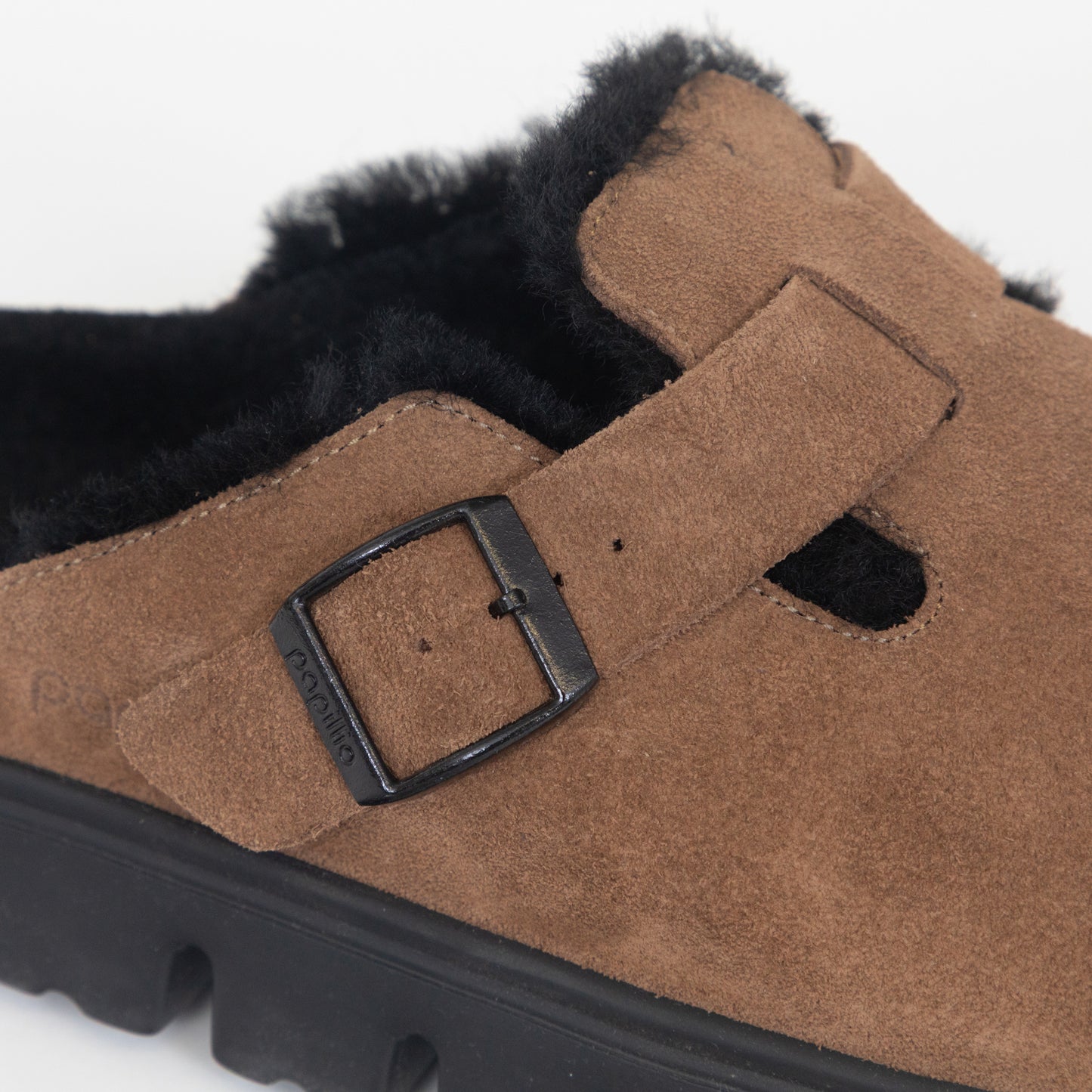 Womens BIRKENSTOCK Boston Chunky Shearling Clogs in DARK TEA