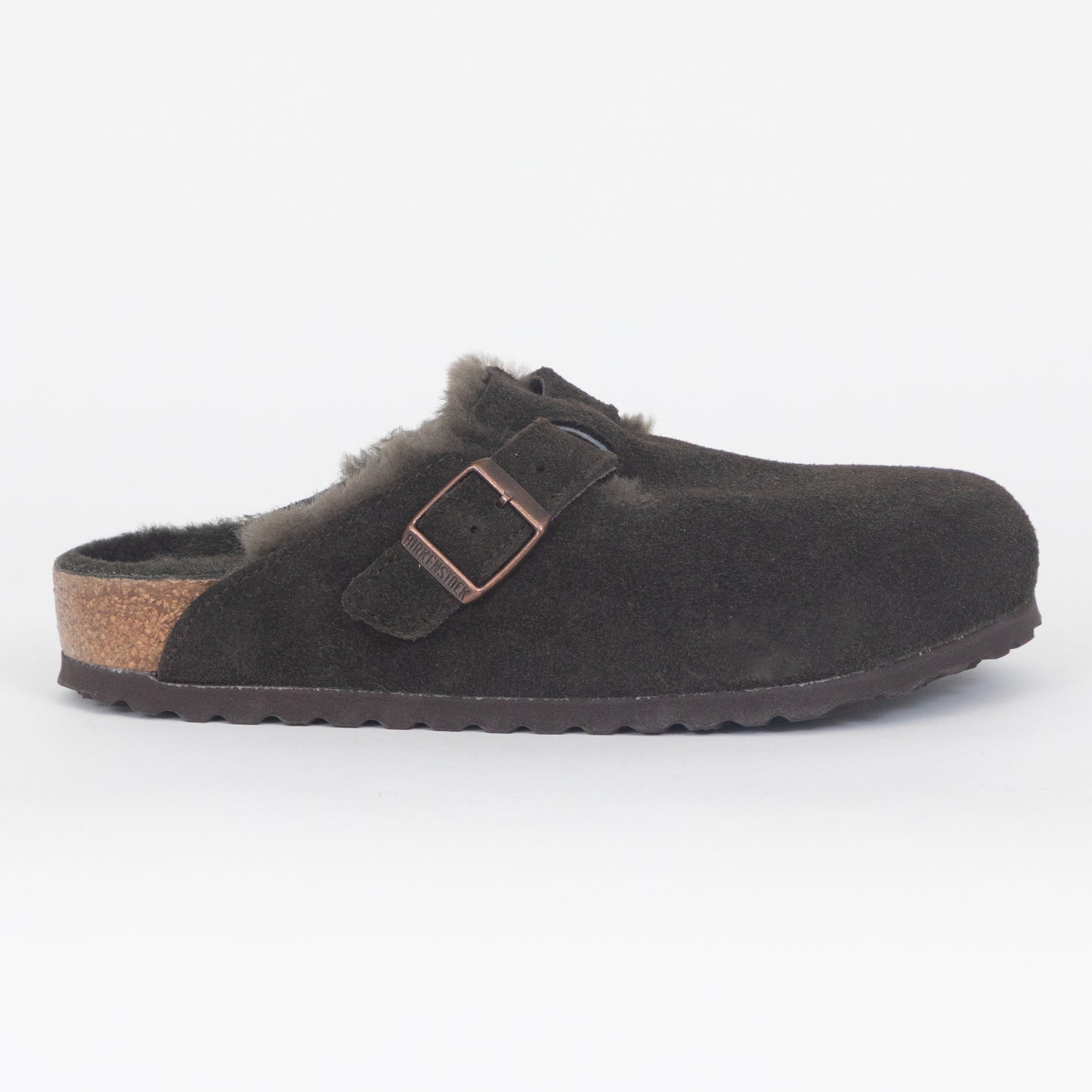 Womens BIRKENSTOCK Boston Shearling Suede Clogs in MOCCA