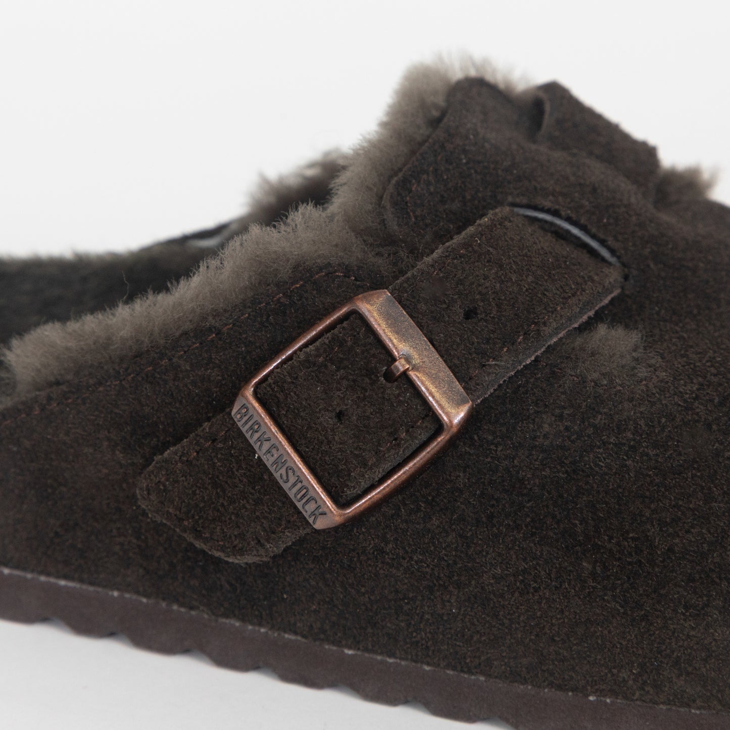 Womens BIRKENSTOCK Boston Shearling Suede Clogs in MOCCA