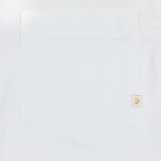 FARAH Brewer Casual Fit Pocket Long Sleeve Shirt in WHITE