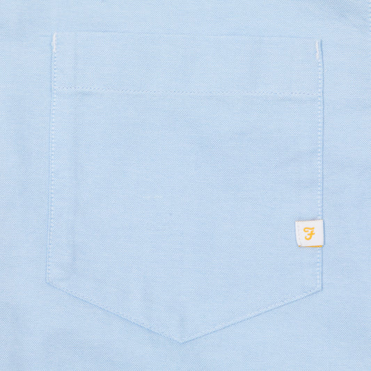 FARAH Brewer Pocket Long Sleeve Oxford Shirt in LIGHT BLUE