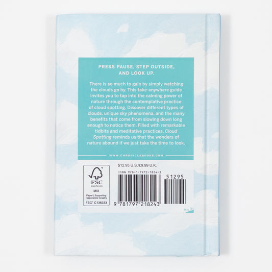 Blurb and back cover of cloud spotting book
