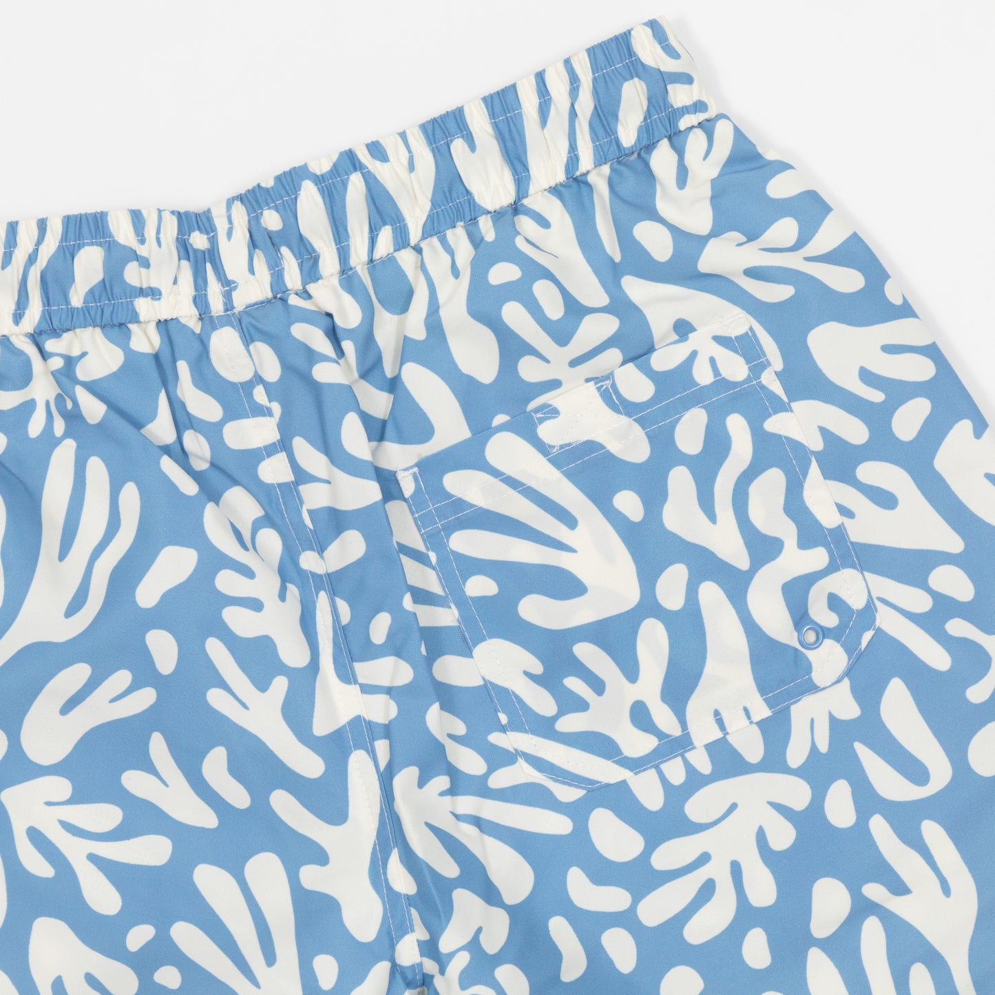 FARAH Colbert Reef Pattern Swim Shorts in BLUE & WHITE