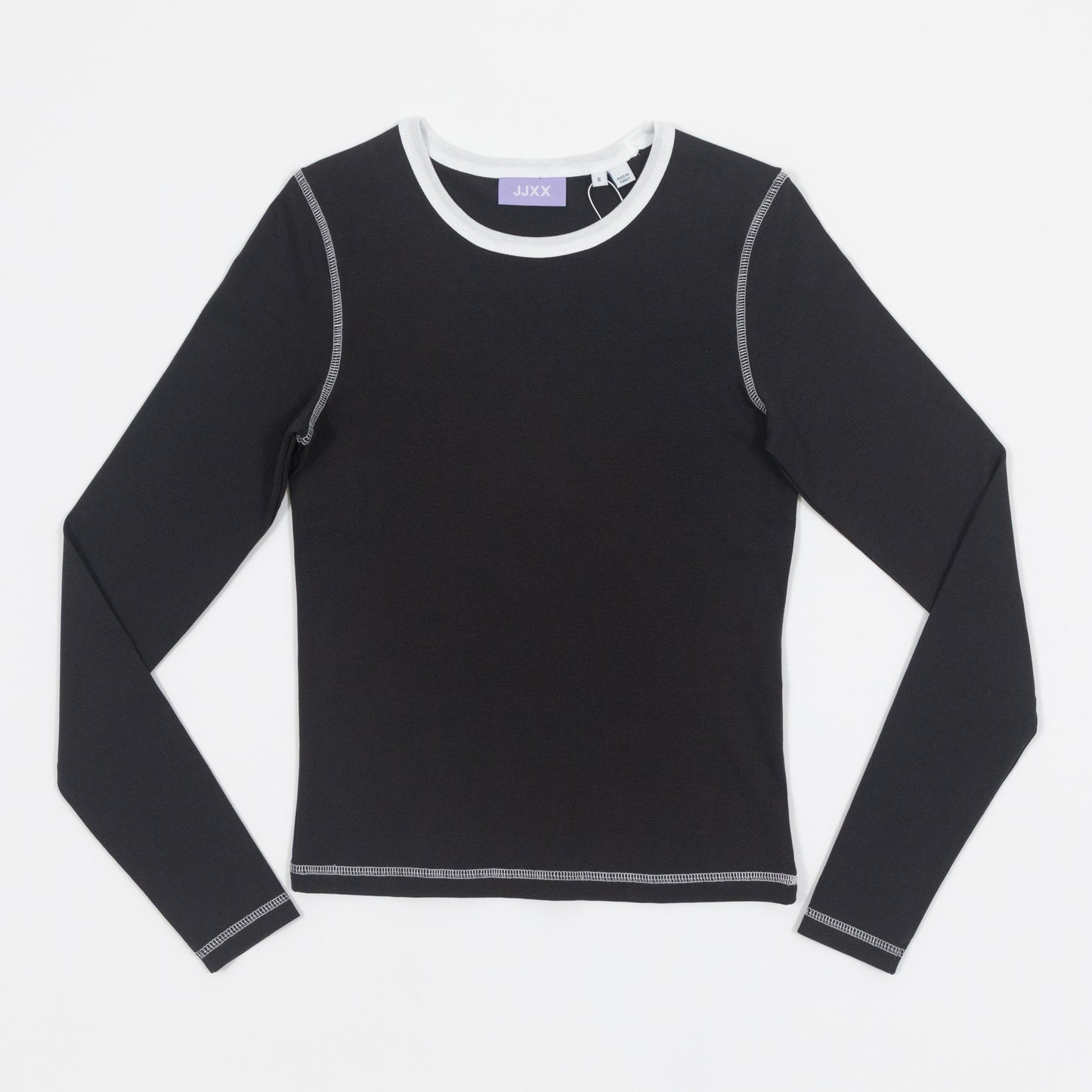Womens JJXX Contrast Long Sleeve T-Shirt in BLACK