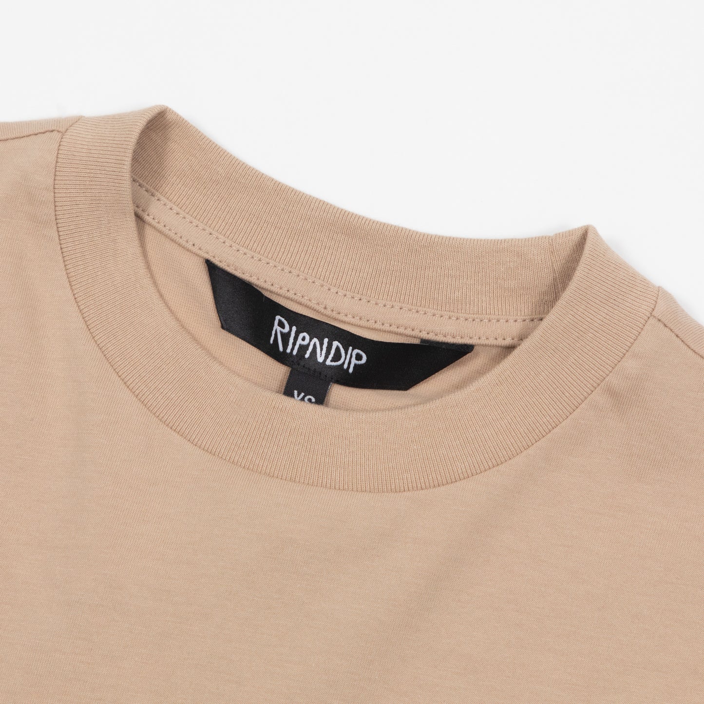 Womens RIPNDIP Cropped Pocket T-Shirt in BEIGE