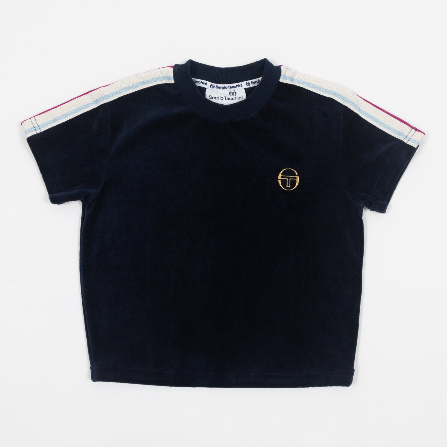 Womens SERGIO TACCHINI Cropped Velour T-Shirt in BLUE