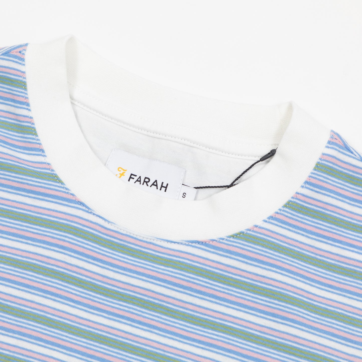FARAH Danny Stripe T-Shirt in BLUE, GREEN & PINK