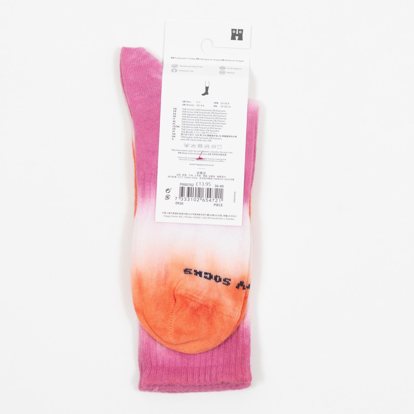 HAPPY SOCKS Dip Dye Sneaker Socks in PINK & ORANGE
