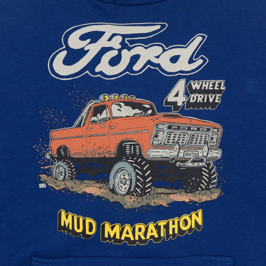 BRIXTON X FORD Mud Marathon Hoodie in BLUE