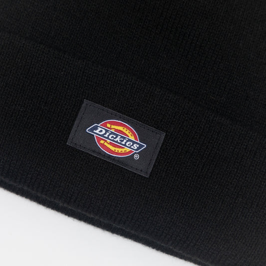 Black beanie with Dickies logo on a white background