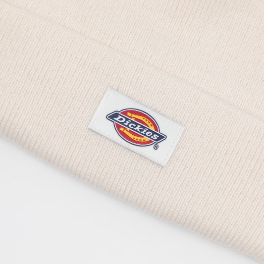 dickies logo on cream beanie