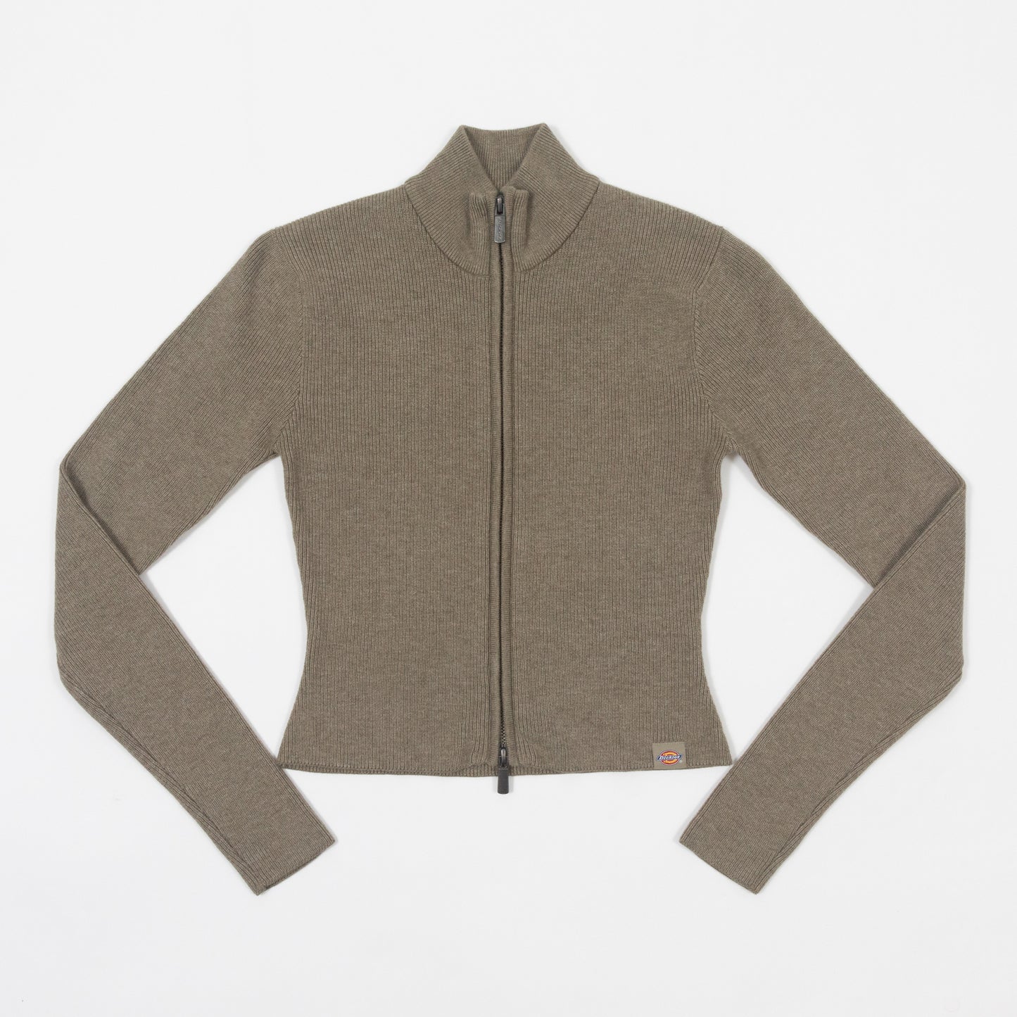 Womens DICKIES Helena Rib Zip-Through Cardigan in GREEN