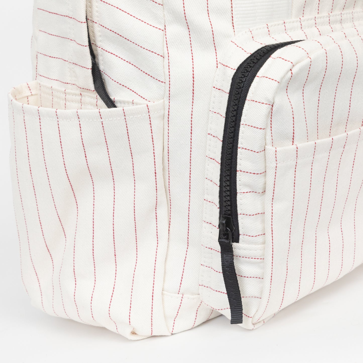 DICKIES Hickory Stripe Lisbon Backpack in WHITE & RED