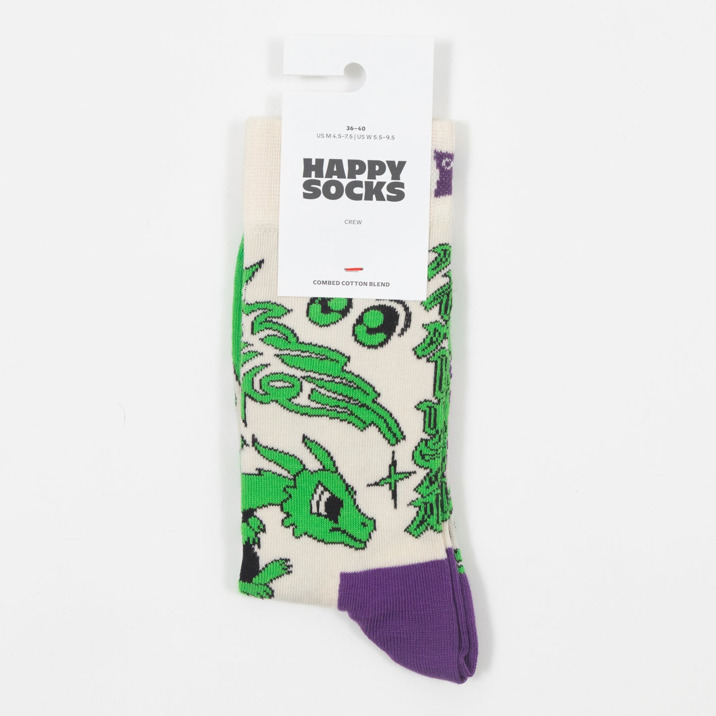 HAPPY SOCKS Hyper Dragon Socks in WHITE & GREEN