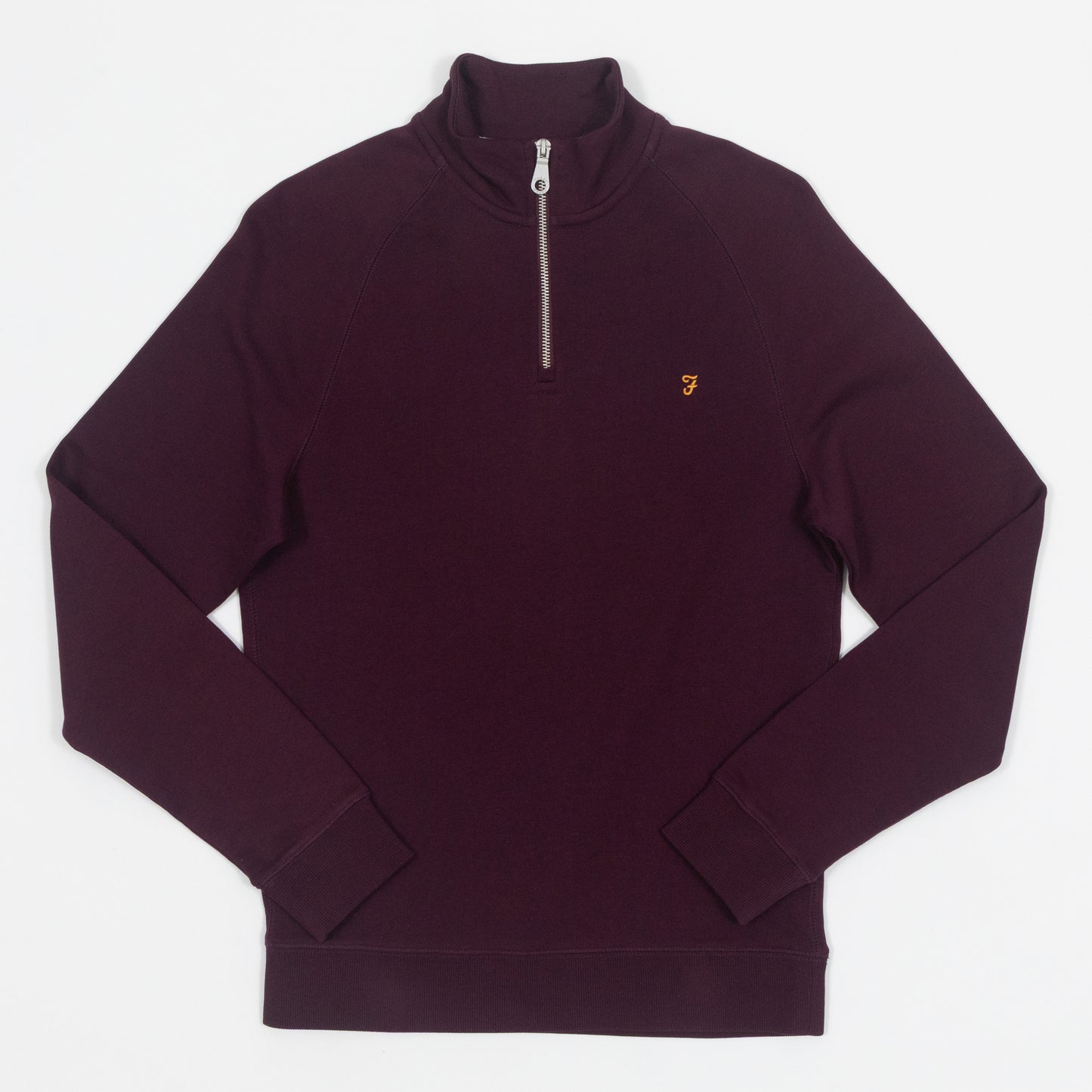 FARAH Jim Quarter Zip Sweatshirt in BORDEAUX RED