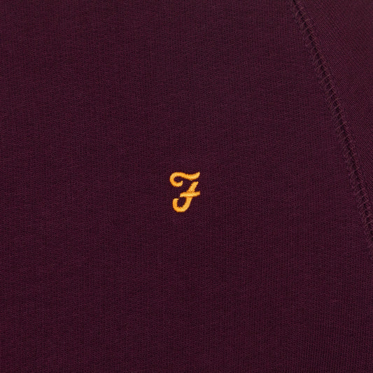 FARAH Jim Quarter Zip Sweatshirt in BORDEAUX RED