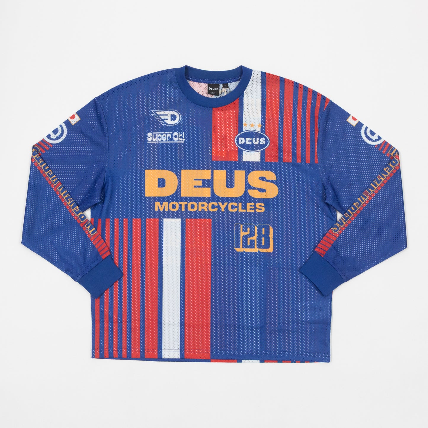 deus ex machina lay off moto jersey navy red front view