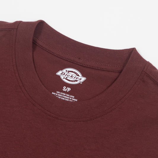 close-up of crew neck collar on dickies t-shirt