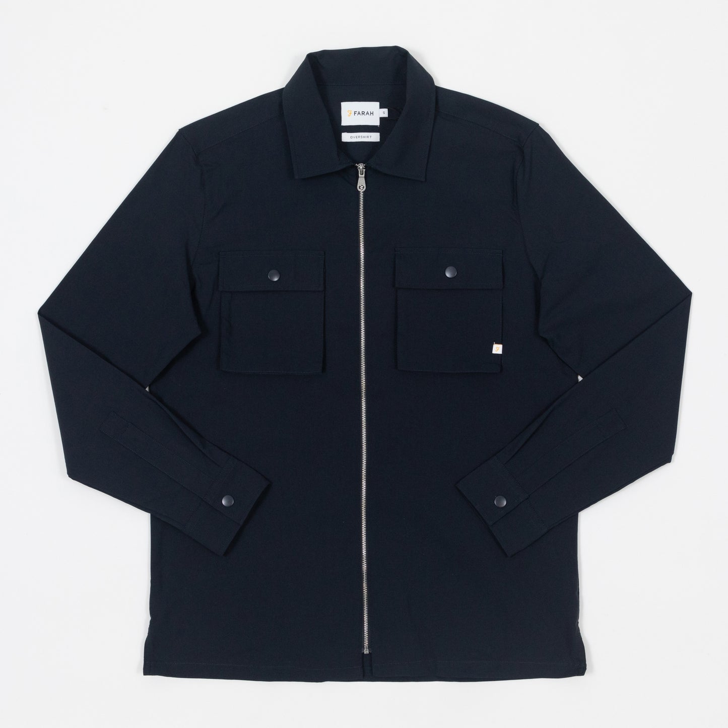 FARAH Lynden Zip Up Overshirt in TRUE NAVY