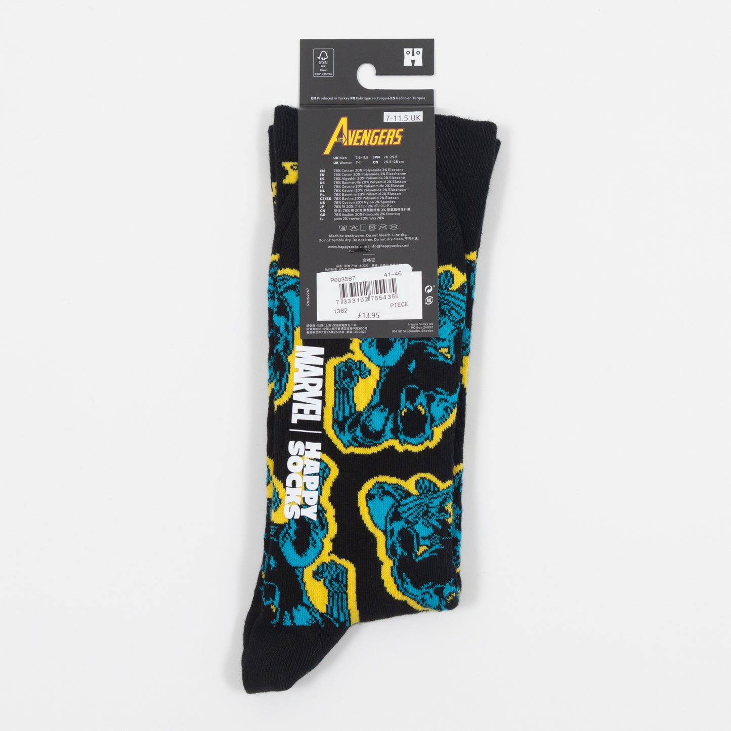 HAPPY SOCKS X MARVEL Black Panther Socks in BLACK