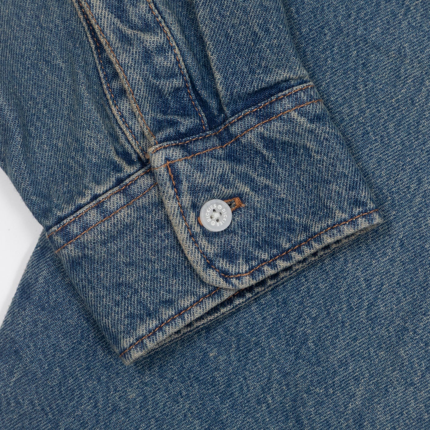 DICKIES Mechanic Denim Long Sleeve Shirt in KHAKI TINTED BLUE