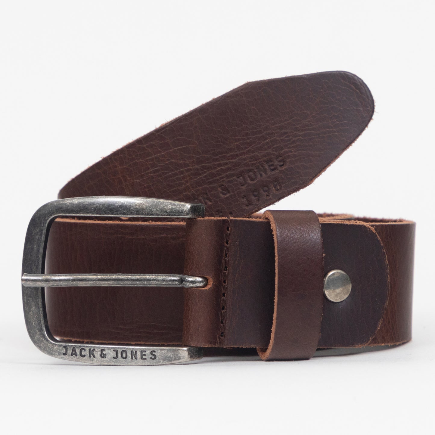 JACK & JONES Paul Leather Belt in DARK BROWN