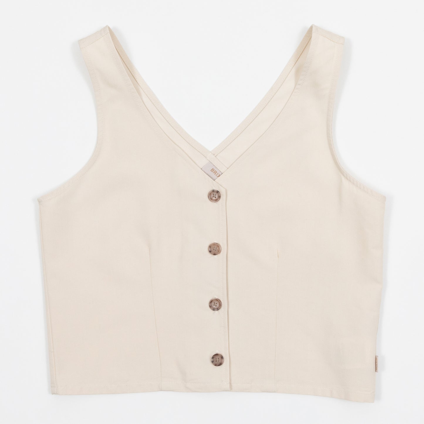 Womens BRIXTON Polanco Button Down Tank Top Waist Coat in CREAM