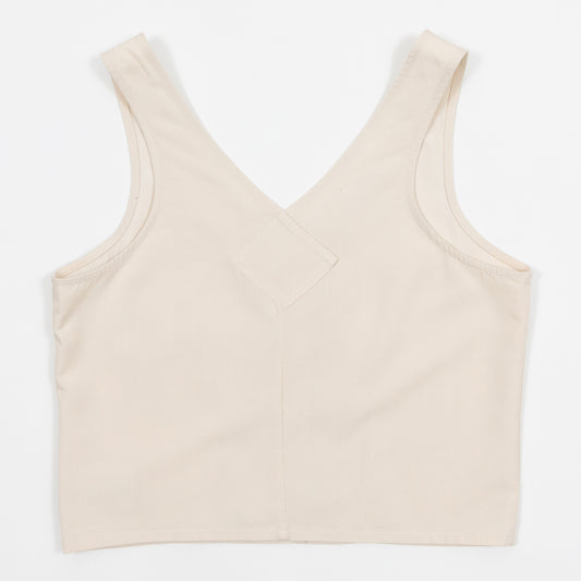 Womens BRIXTON Polanco Button Down Tank Top Waist Coat in CREAM