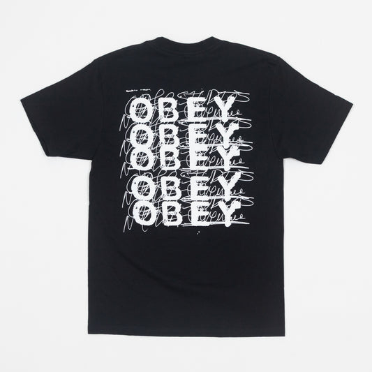 OBEY Scribble Graphic T-Shirt in BLACK