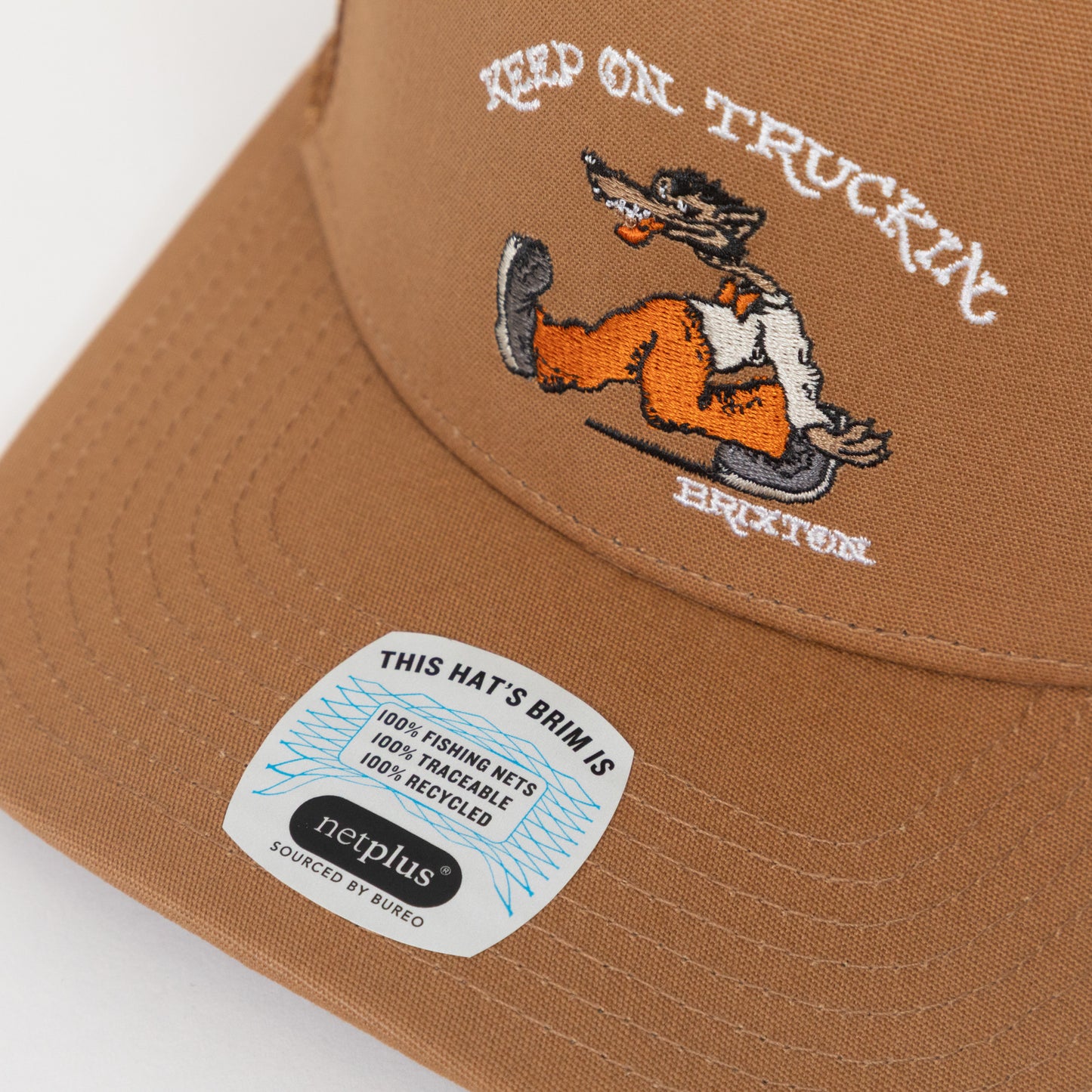 Brixton cap brim close up