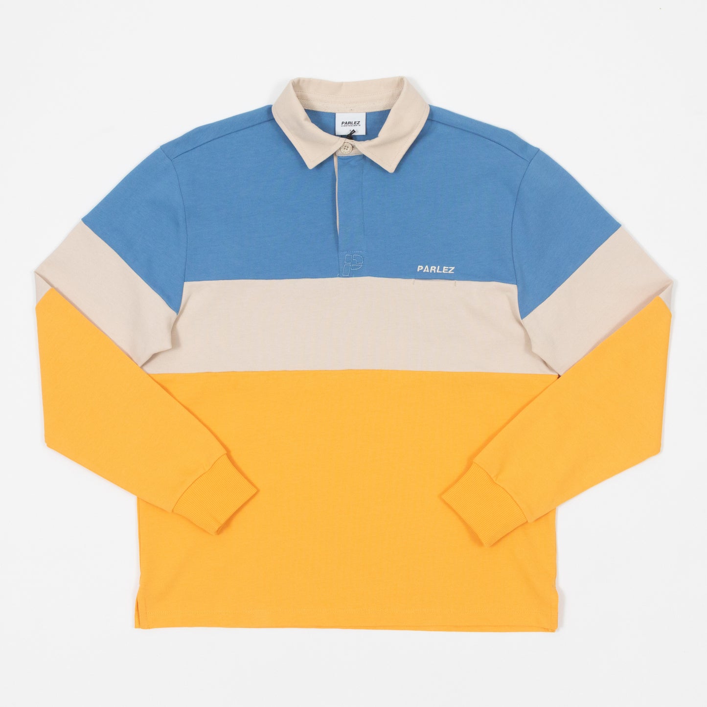 parlez strive colourblock rugby shirt front view