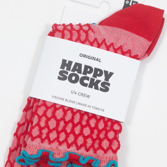 HAPPY SOCKS Structure Slinky Mini Crew Socks in RED