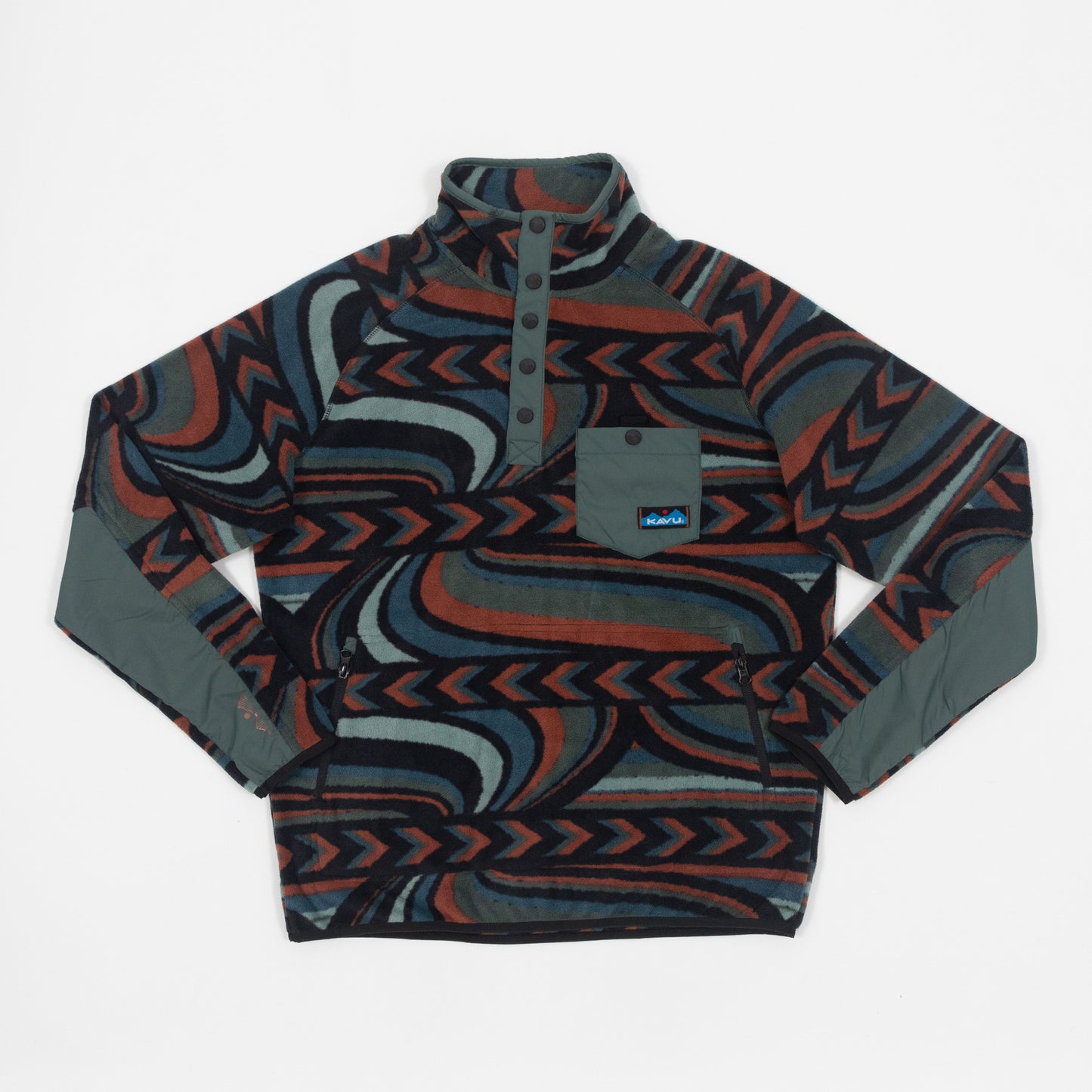 KAVU Teannaway River Fleece in BLUE & ORANGE