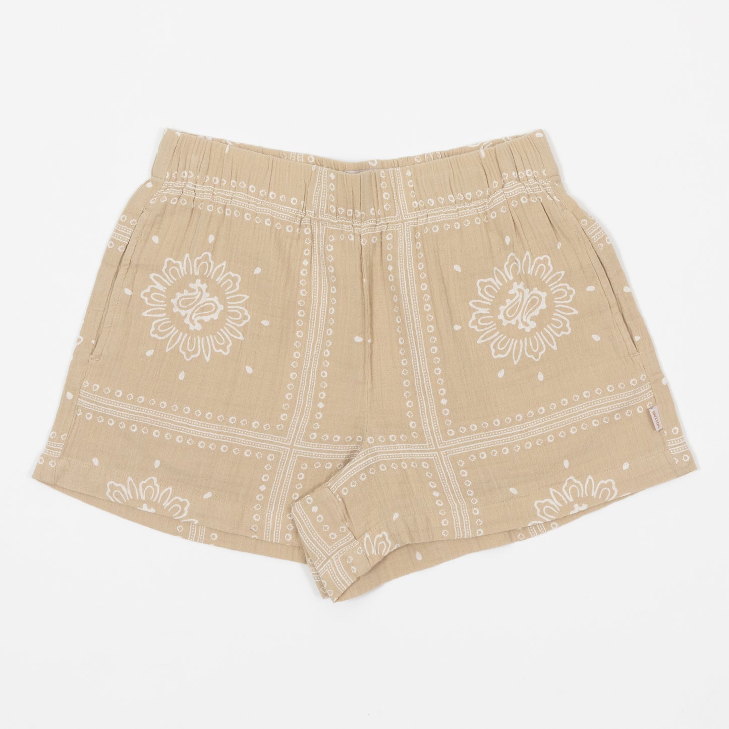 womens brixton bandana pattern shorts beige