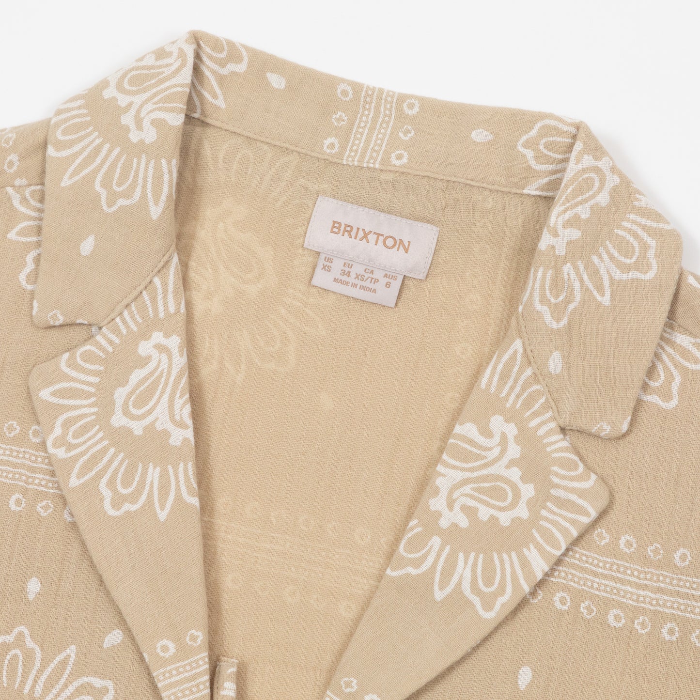 brixton tie top bandana beige collar neck