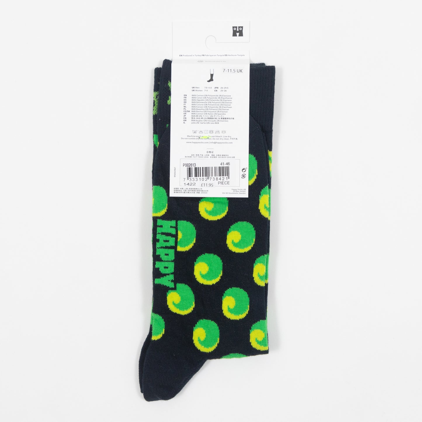 HAPPY SOCKS Wave Big Dot Socks in NAVY & GREEN