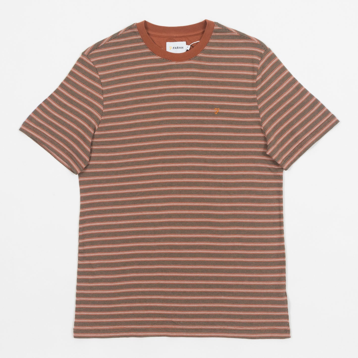 FARAH Wilmot Stripe T-Shirt in BROWN
